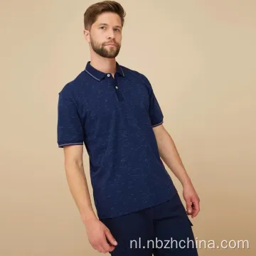 Herengarenkleurige slub jersey poloshirt